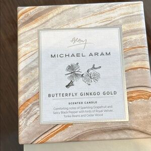 Michael Aram Butterfly Ginkgo Gold Candle with Earthy Tones